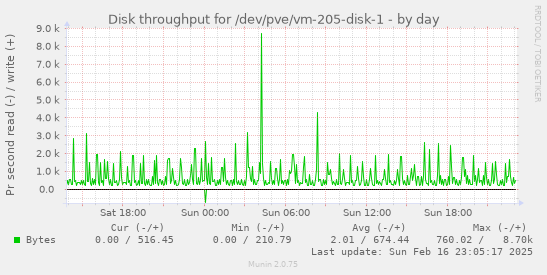 Disk throughput for /dev/pve/vm-205-disk-1