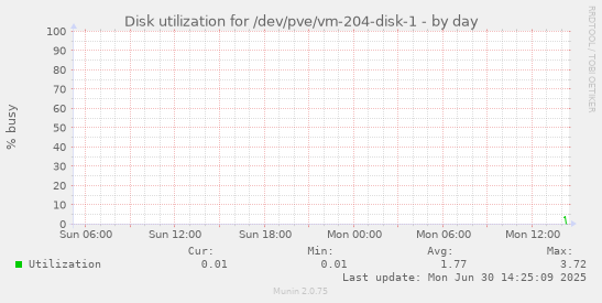 Disk utilization for /dev/pve/vm-204-disk-1