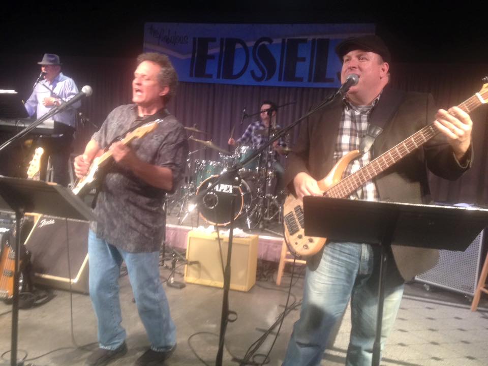 Phillip B. Pacier performing electric bass and singing with the Edsels